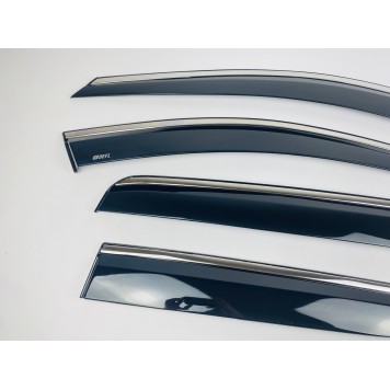 Дефлекторы окон Volvo XC90 2003-2015 (на скотче) с нерж. хром полоской-3